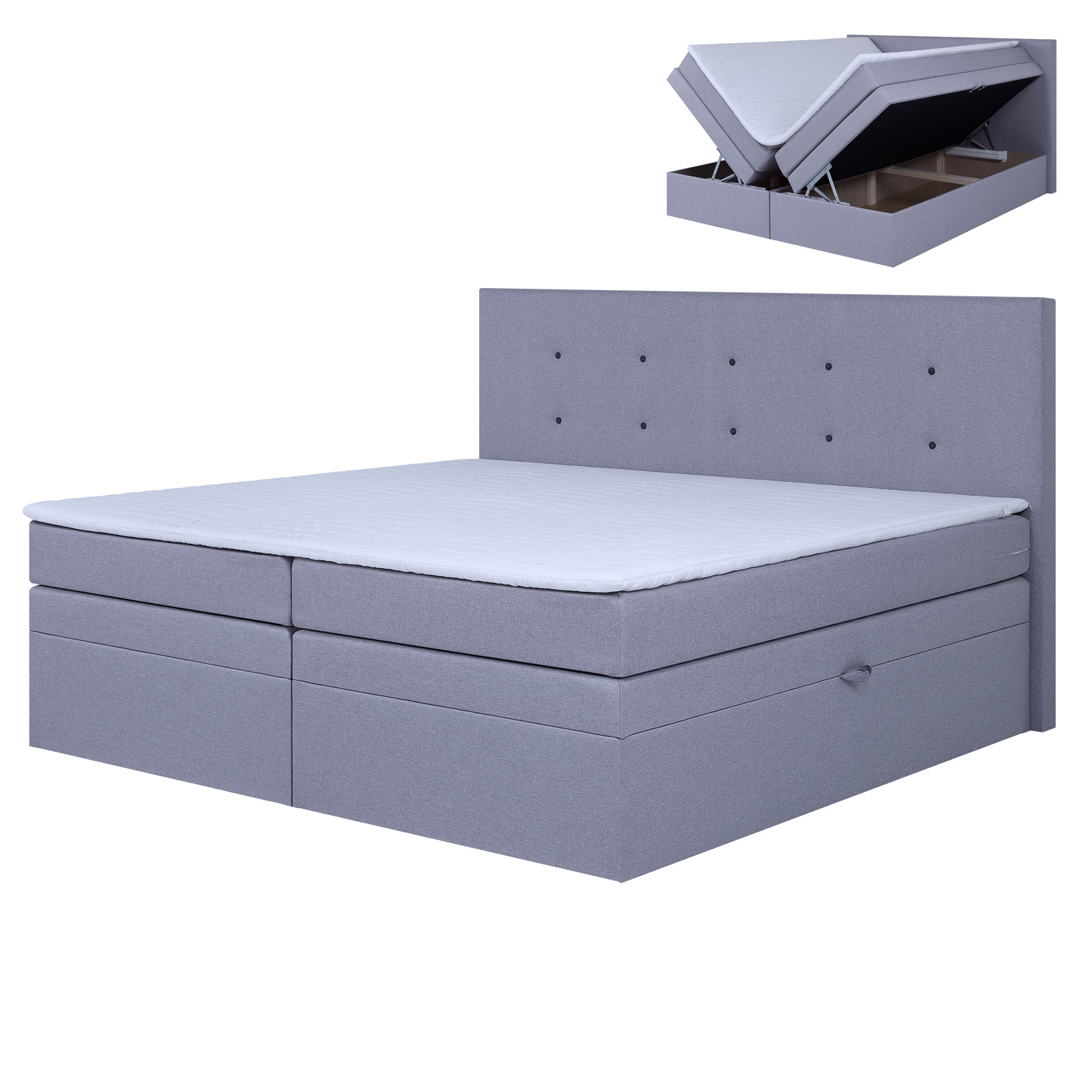 Boxspringbett - silber - H3 - Bonellfederkern - 180x200 cm