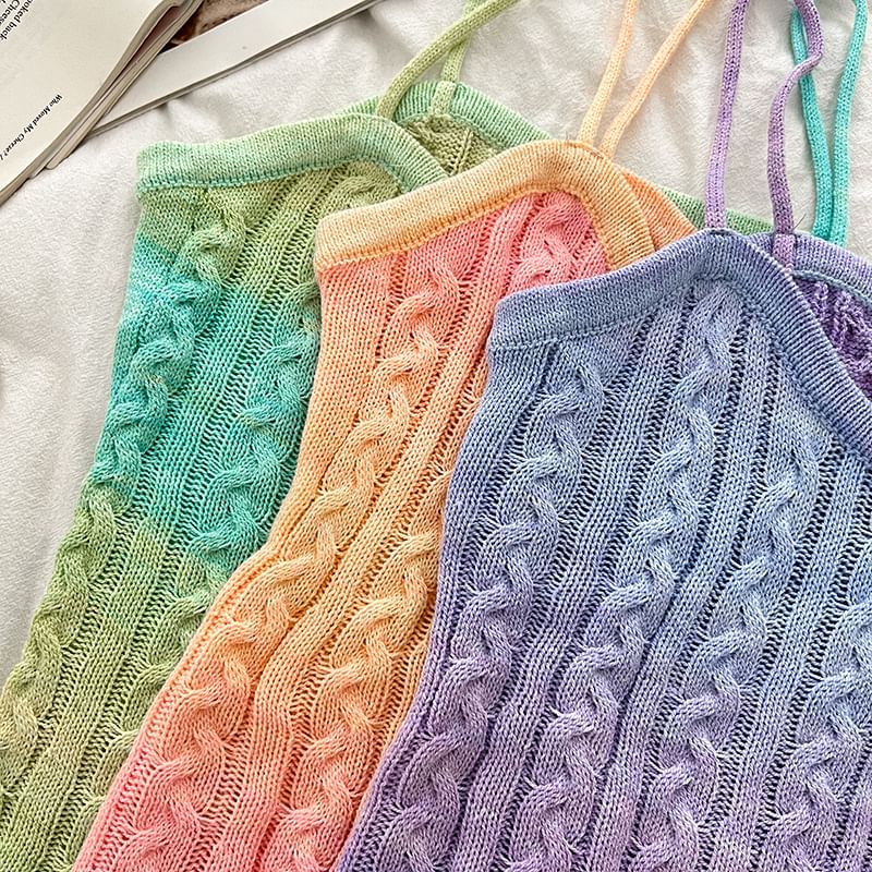 Babique - Mini-jurk met spaghettibandjes en kabelpatroon