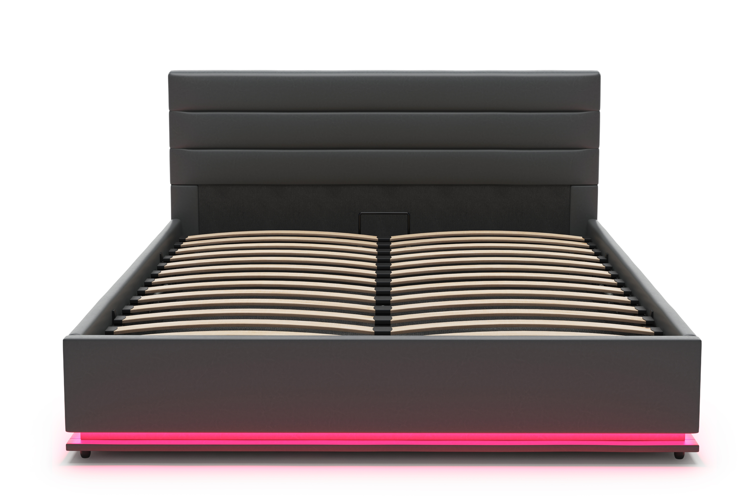 Lederbett LED STARDUST 140 x 200 cm grau