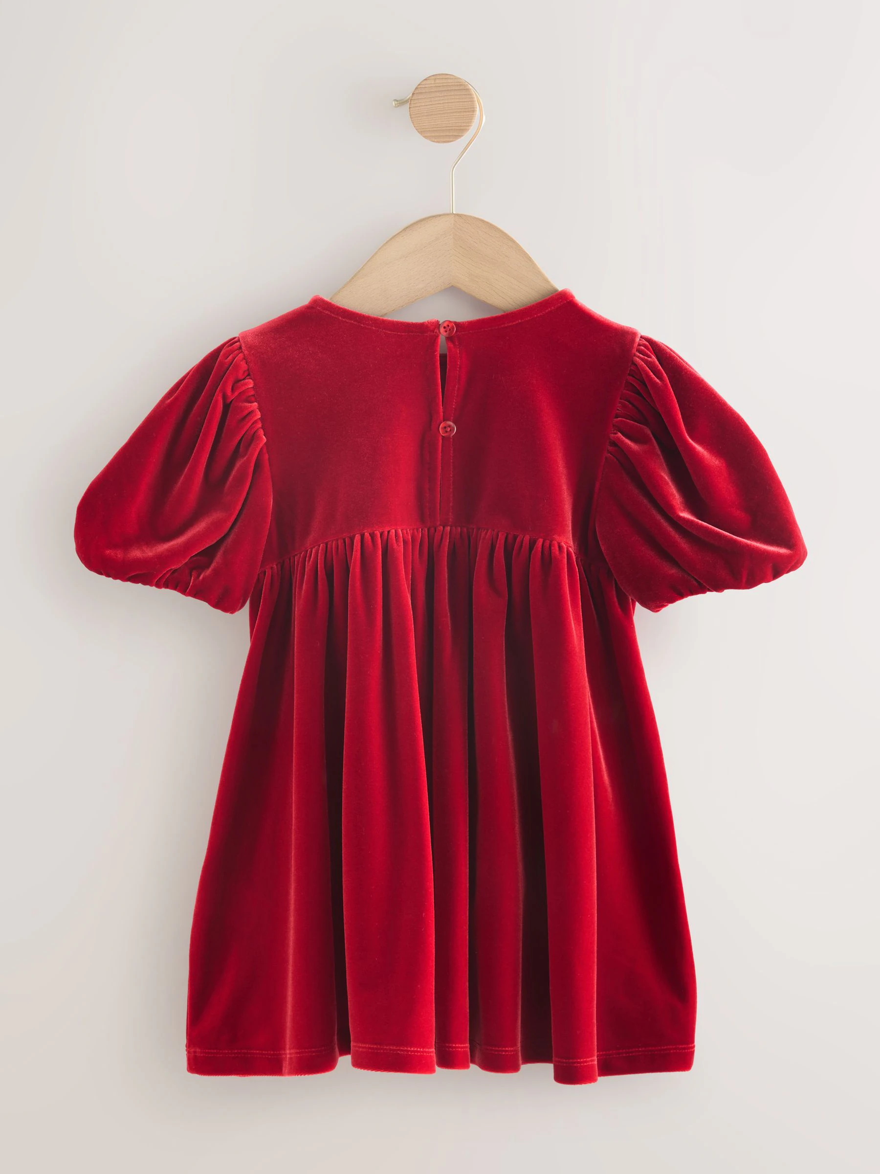 Rood - Fluwelen feestjurk met ruches (3mnd -8jr)