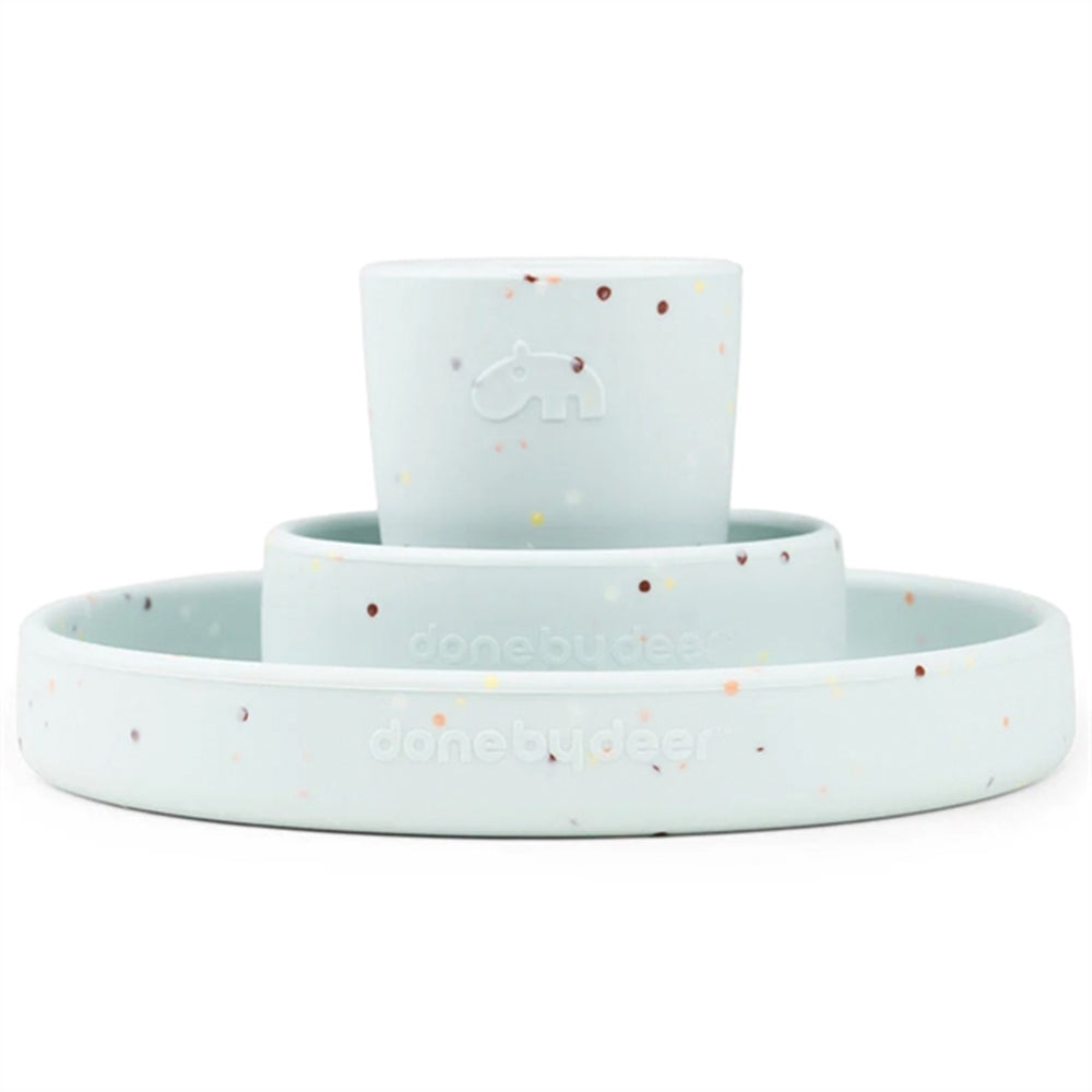 Done by Deer Silikone Spisesæt Confetti Blue