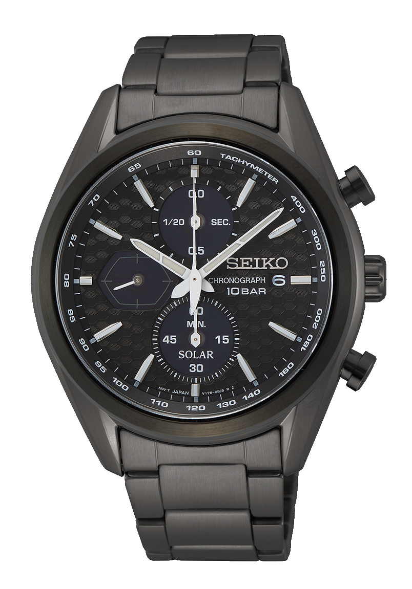 Seiko Herrenchronograph Solar Macchina Sportiva Anthrazit