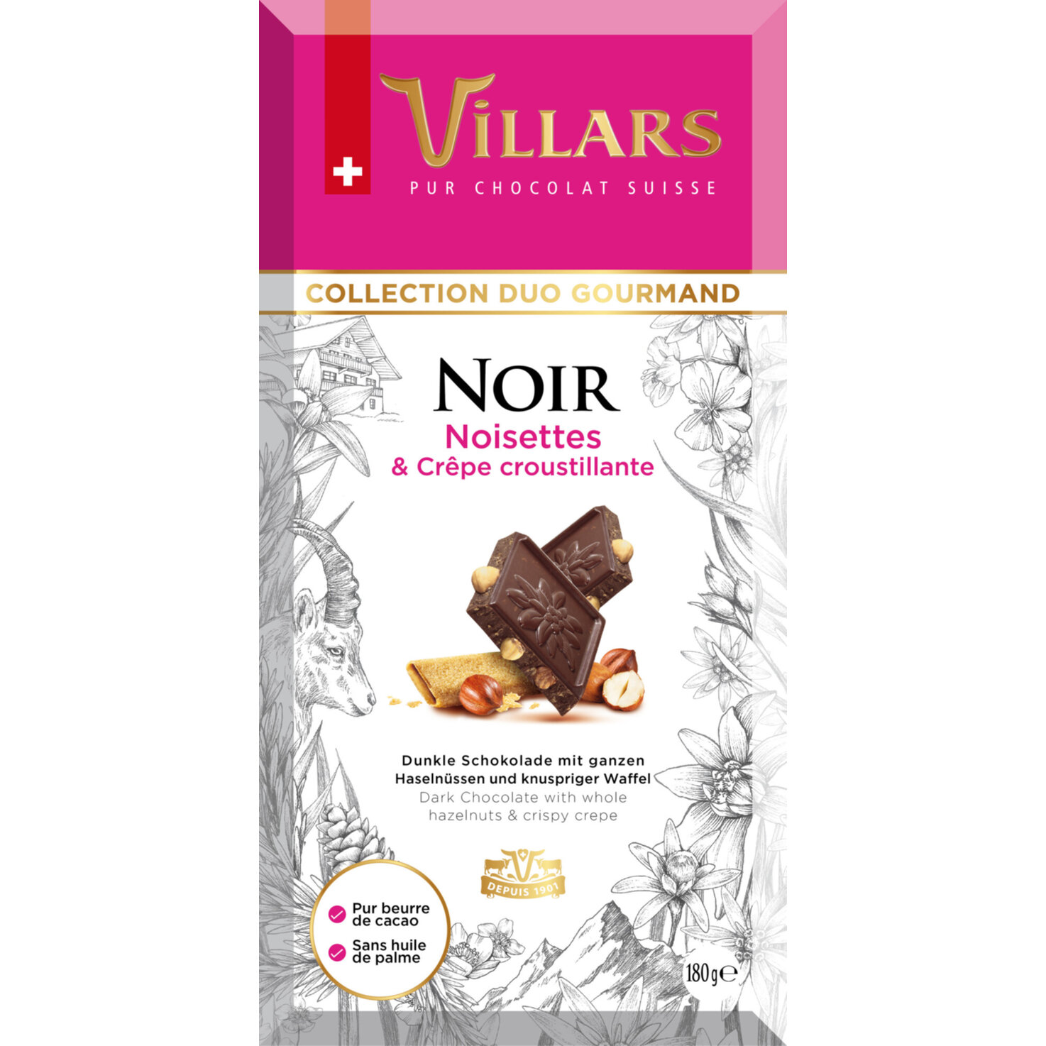Villars Tafelschokoladeschokolade dunkel Nuss & Crêpe
