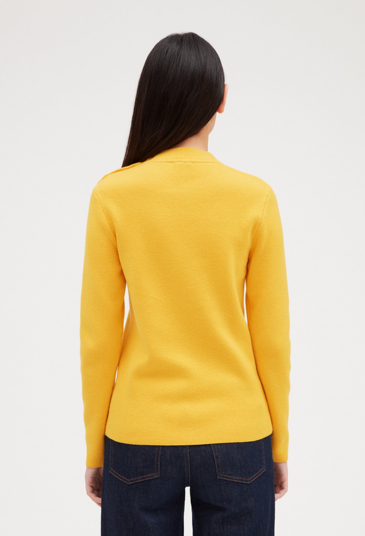 Pull maille jaune col montant