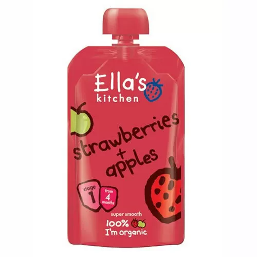Ella's Kitchen Jordbær og Æble 4  mdr. Ø - 120 g.