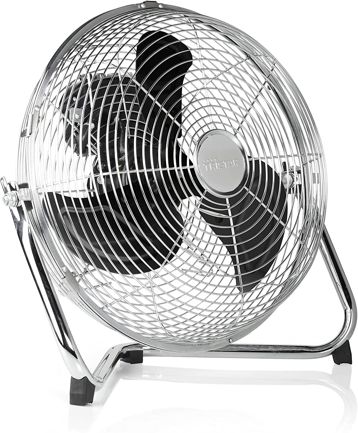 (Ø30cm) Chrom Boden Ventilator Tisch Lüfter Windmaschine mit 3 Geschwindigkeits Stufen (VE-5933) - Silber