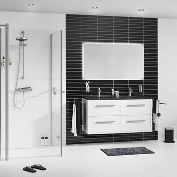 Boston kolomkast 40cm wit hoogglans rvs