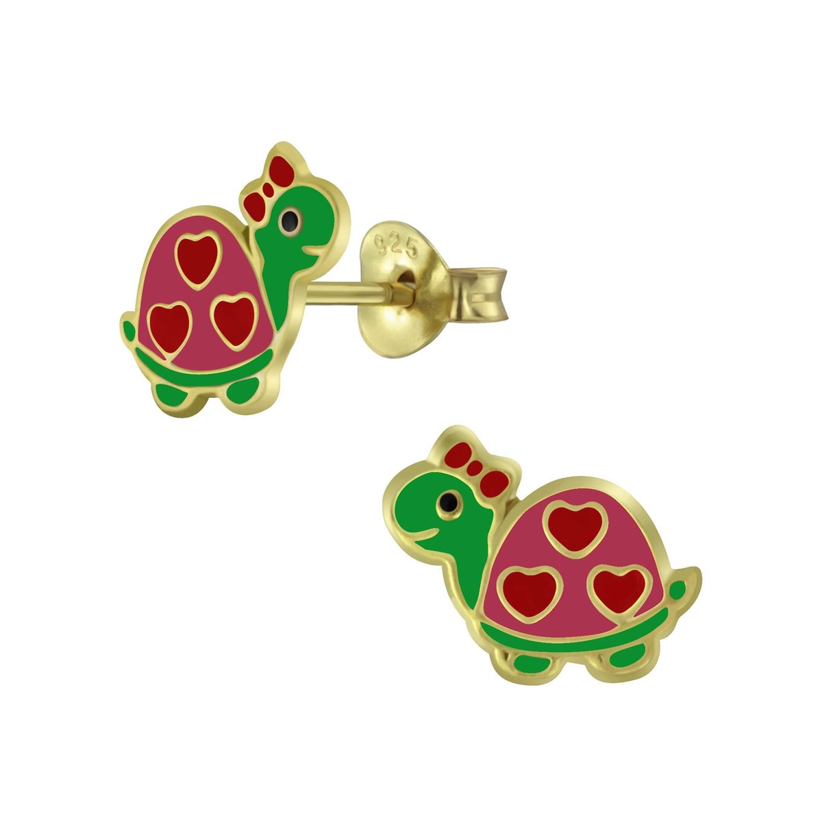 Boucle d'oreille tortue doré en argent 925/1000