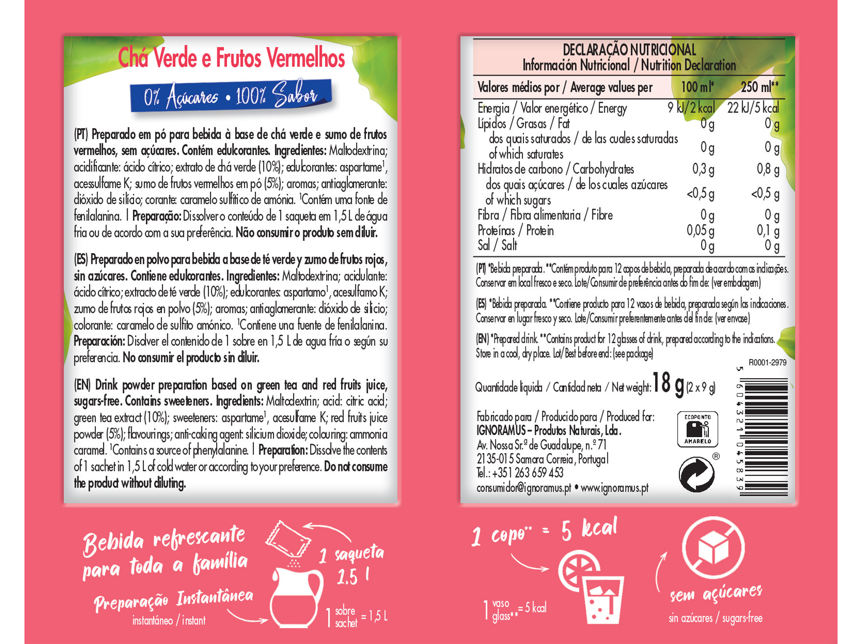 CHÁ FRESH CEM PORCENTO FRUTOS VERMELHOS 18 G