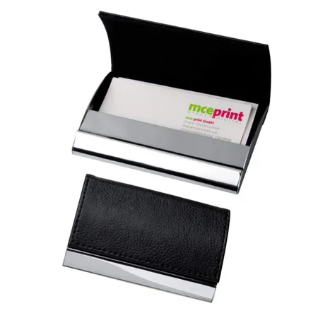 Macma hochwertiges Visitenkartenetui aus Metall chrom-glänzend Farbe schwarz