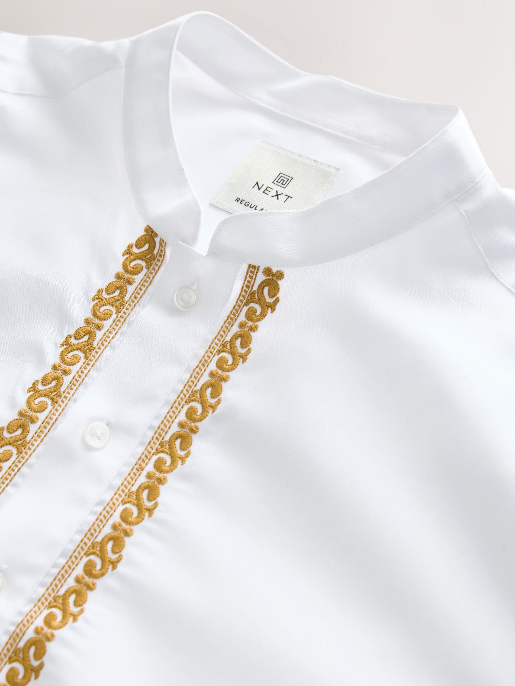 Wit - 100% katoenen kurta met borduursel