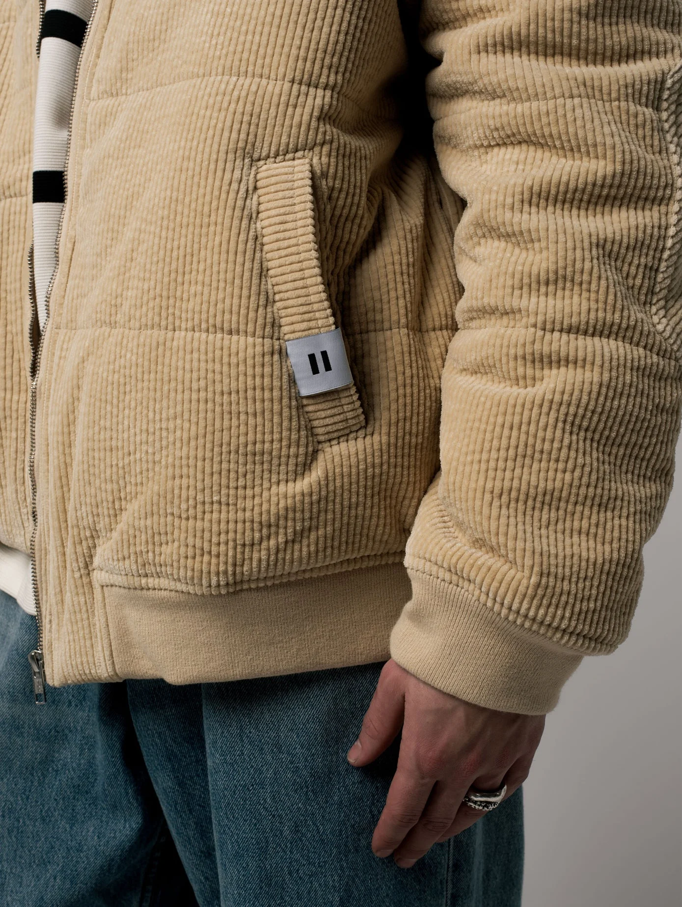 Doudoune puffer en velours | Beige