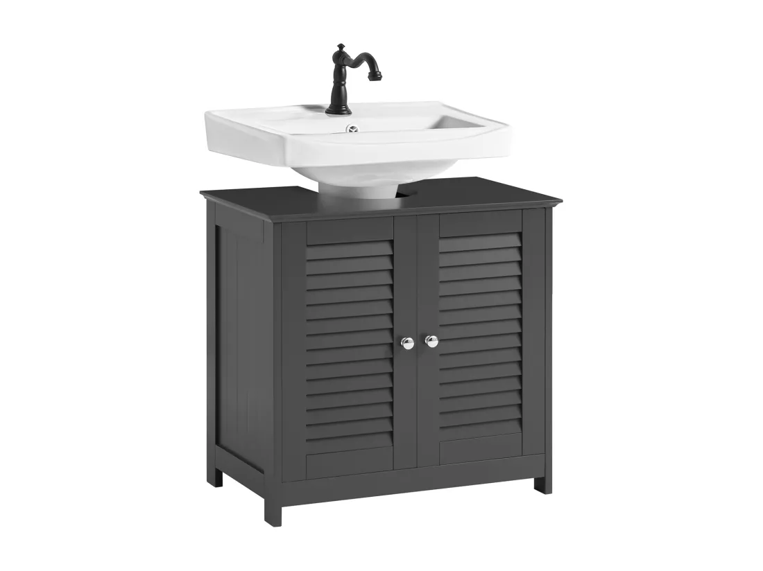 Meuble sous-Lavabo Meuble de Salle de Bain - 2 Portes et 2 étages à l’intérieur -Gris, FRG237-II-DG