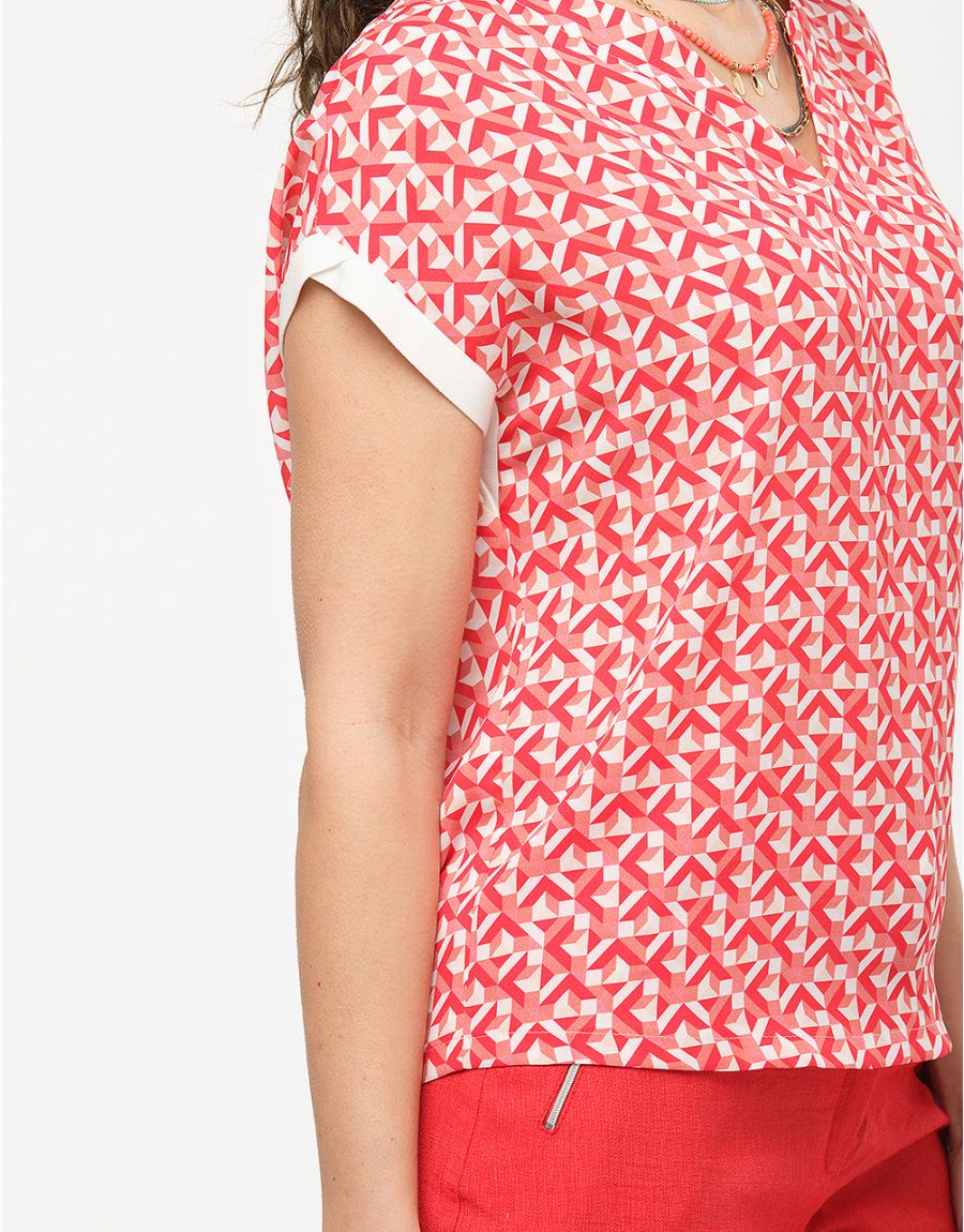 Blouse rouge imprimé 60s