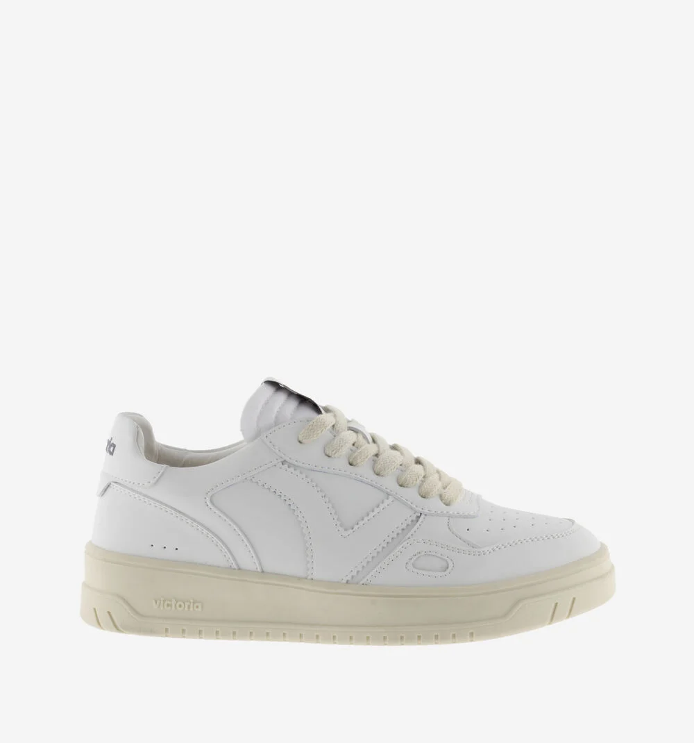 SEUL EFFET CUIR Baskets blanches unisexes BLANCO