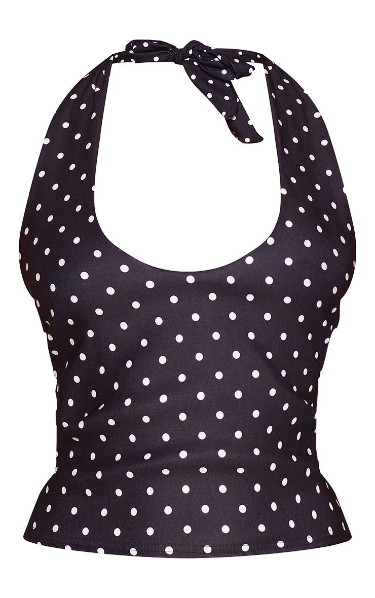 Noir Ensemble Coordonné Caraco Col V À Pois
