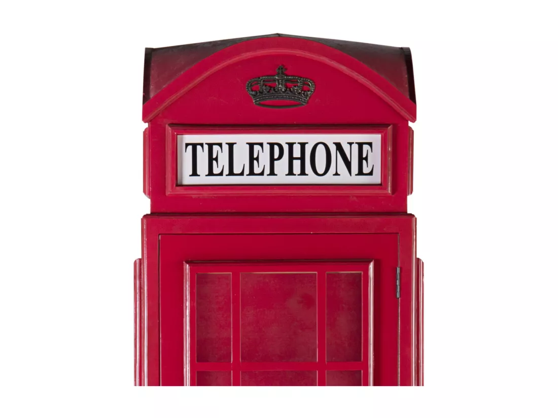 Vitrine cabine téléphonique London en bois rouge 60x185