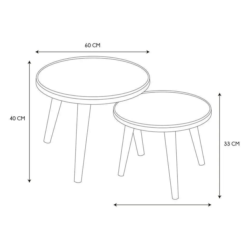 Home Deco Factory Bijzettafels/salontafels Tiny - set 2x - hout