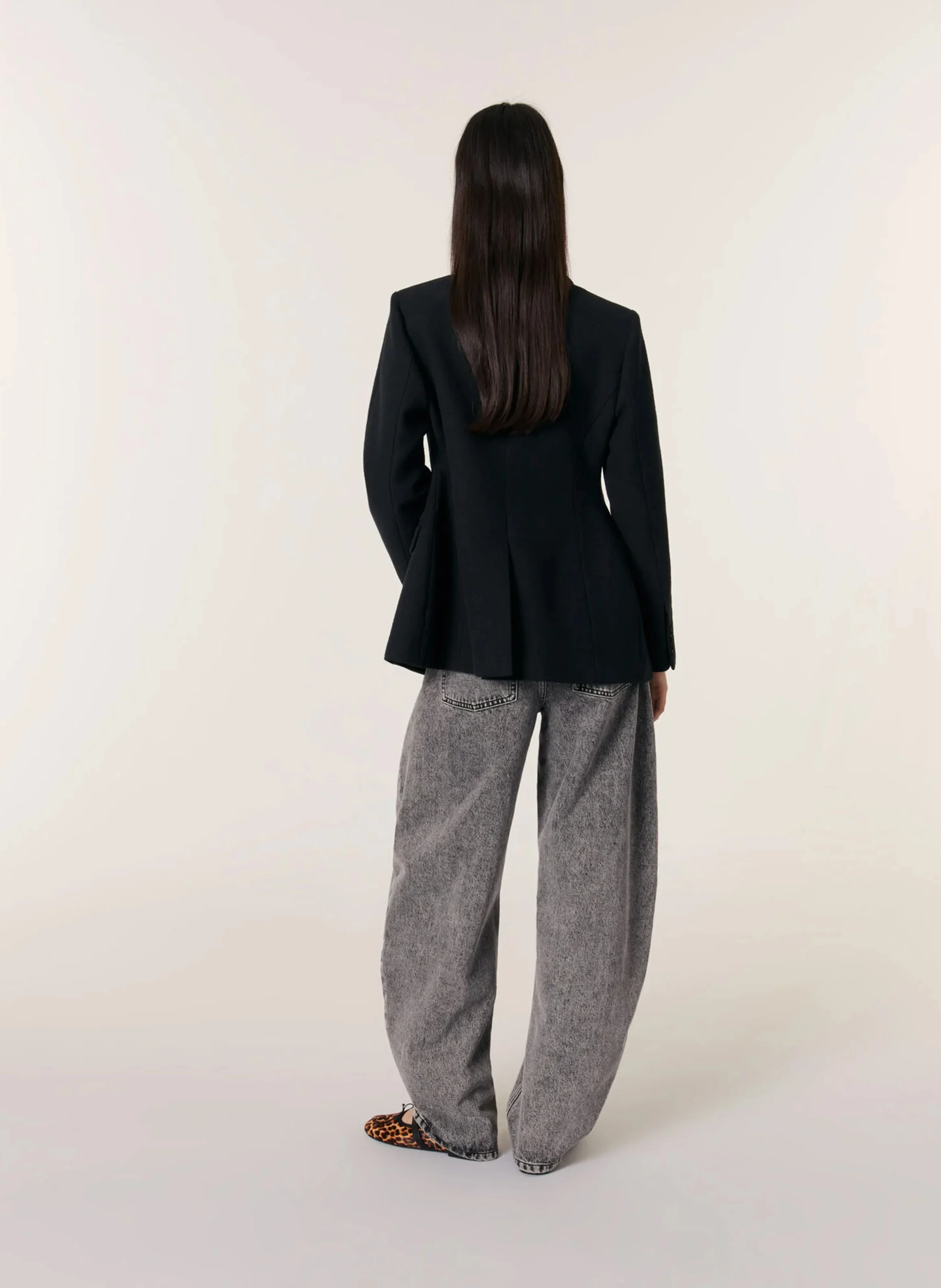 Veste de tailleur cintrée en coton mélangé | Noir