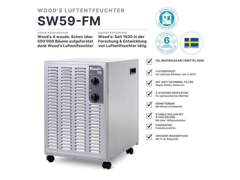 Wood's Entfeuchter SW59-FM (276 m²) Luftentfeuchter