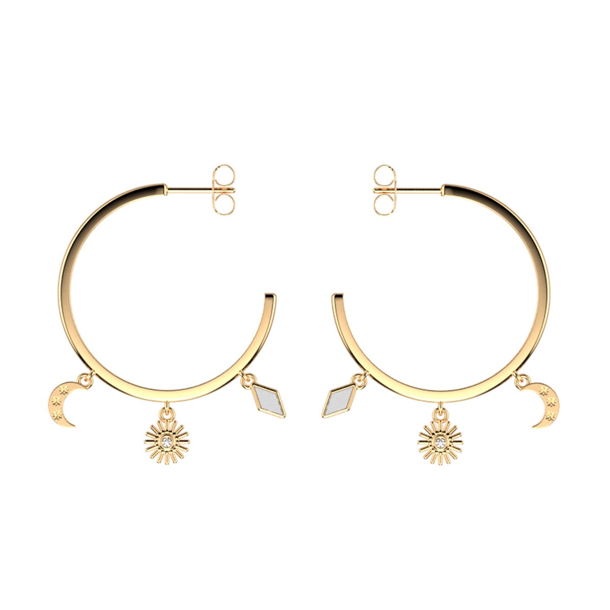 Boucles d'oreilles créoles Les GeorgettesCollection Les Cadettes dorées pampilles