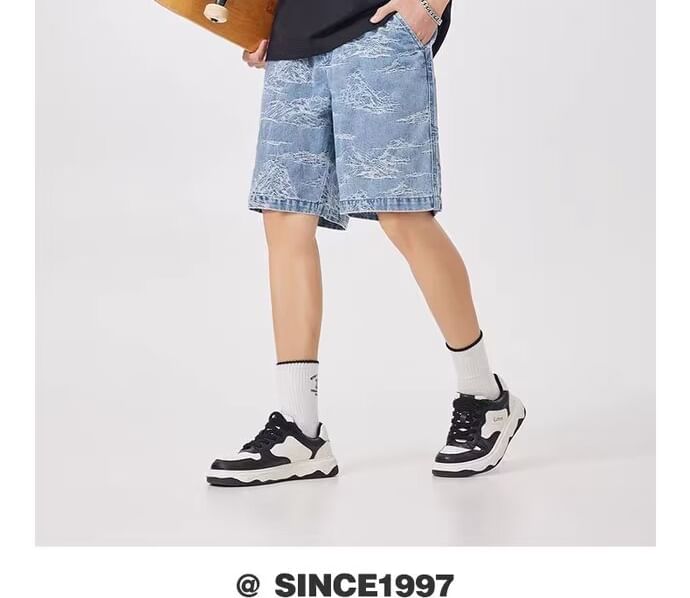 Neonity Wear - Gewassen denim shorts met trekkoord in de taille