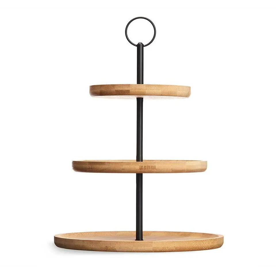 Kinvara Design Serveerplank 3 laags - D25 cm - bamboe - etagiere