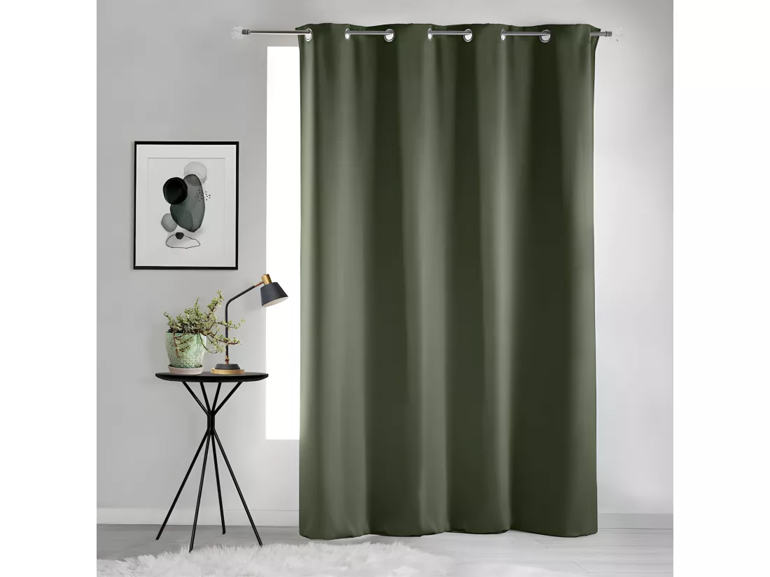 Rideau occultant à oeillets - Vert kaki - 135 x 240 cm