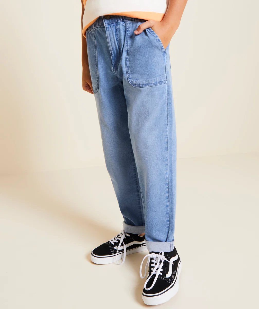 pantalon slouchy garçon en denim low impact bleu