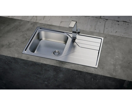 TEKA UNIVERSE spoelbak 860 x 500 mm roestvrij staal 115110022 1 bak, bak rechts, met afdruiprek