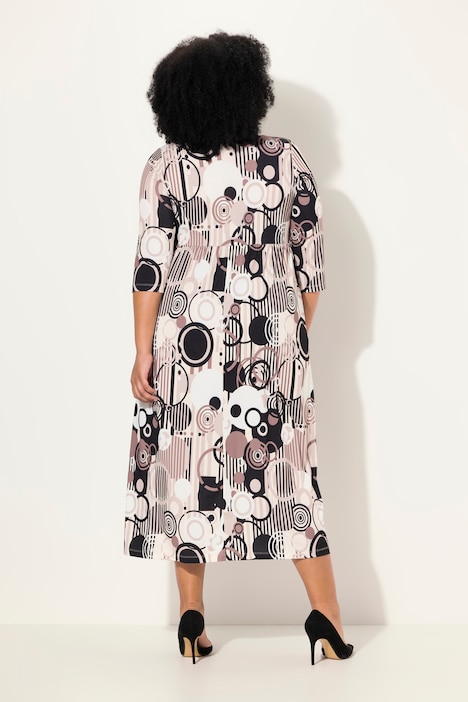 Jersey-Maxikleid, A-Linie, Rundhals, 3/4-Arm, Taschen