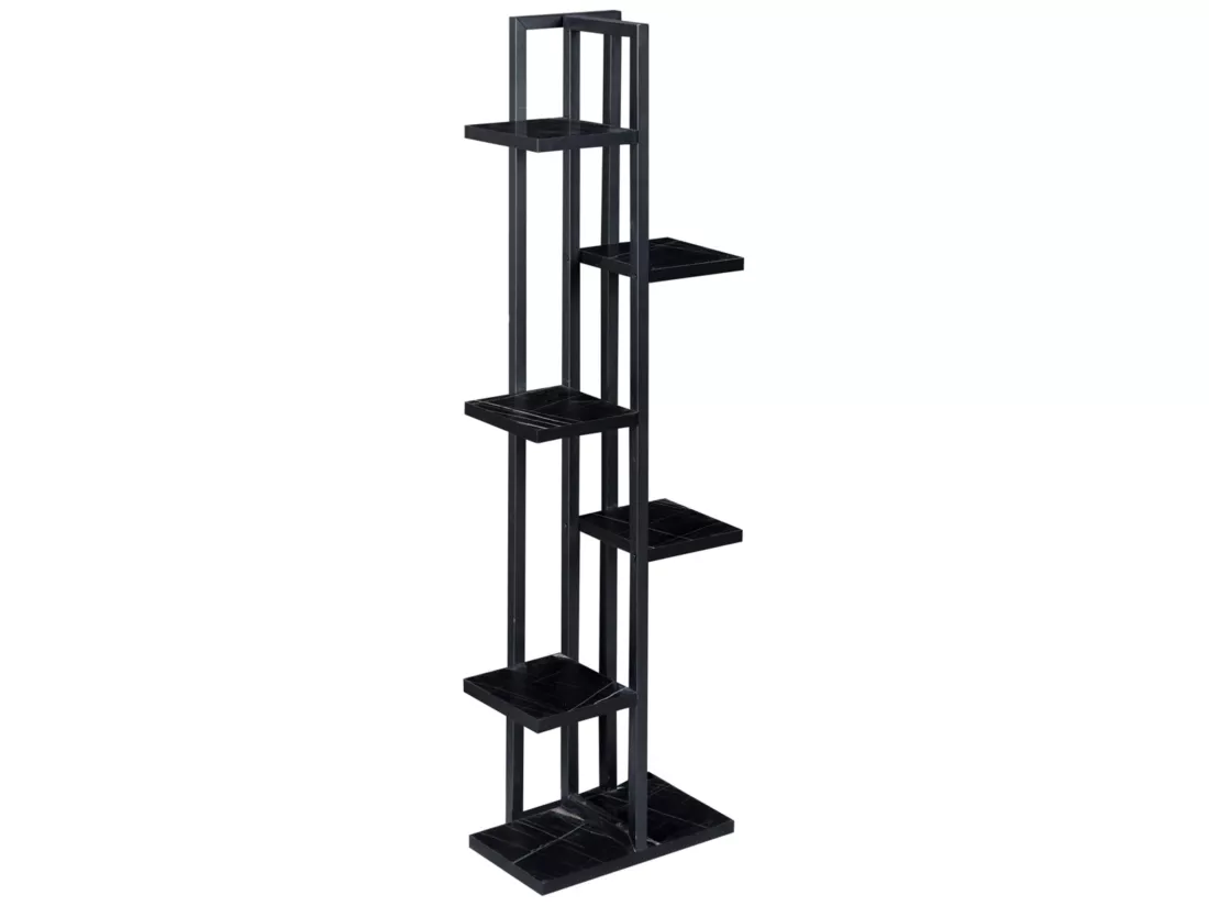 Support de plantes Tohmajärvi à 5 niveaux 120 x 34 x 21 cm marbre noir / noir [en.casa]
