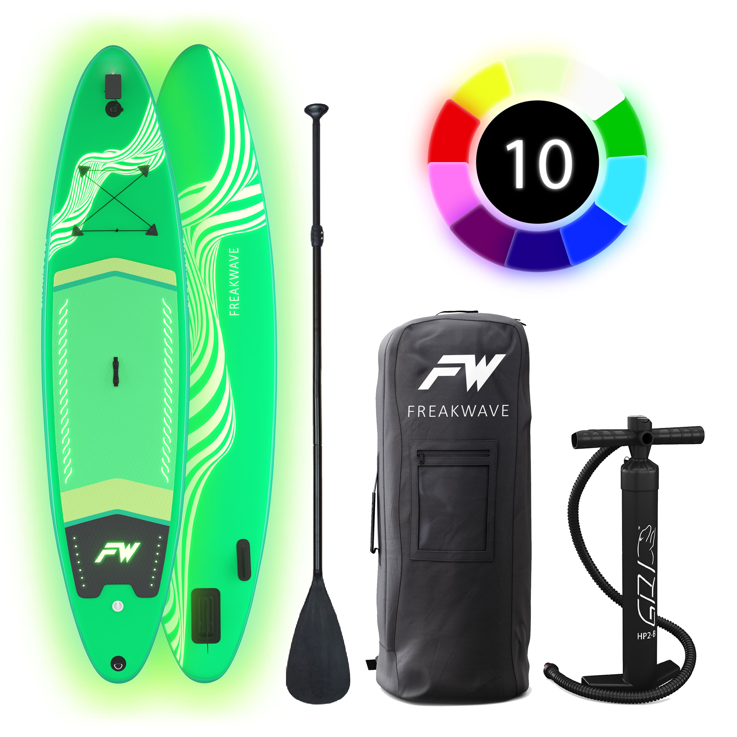 LED Stand up Paddle MAGIC 335 cm grün