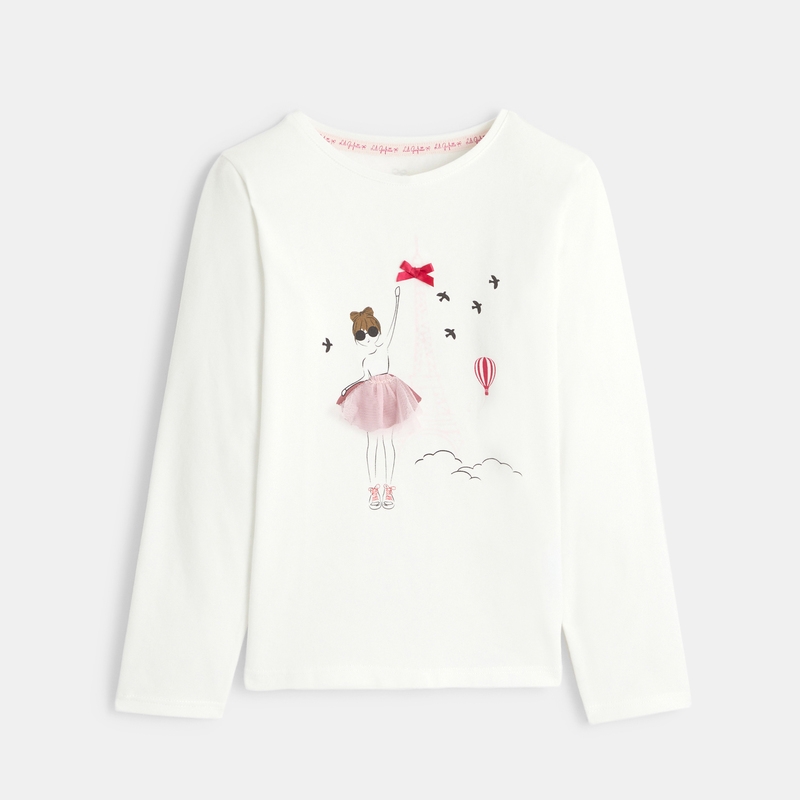T-shirt blanc à dessin crayonné Lili Gaufrette