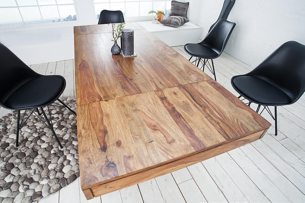 Invicta Interior Massiver Esstisch Pure 120-200 cm Sheesham Massivholz ausziehbar Holztisch Küchentisch mit Ansteckplatten