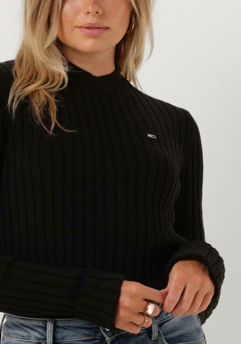 TOMMY JEANS zwarte tommy jeans trui bxy rib sweater