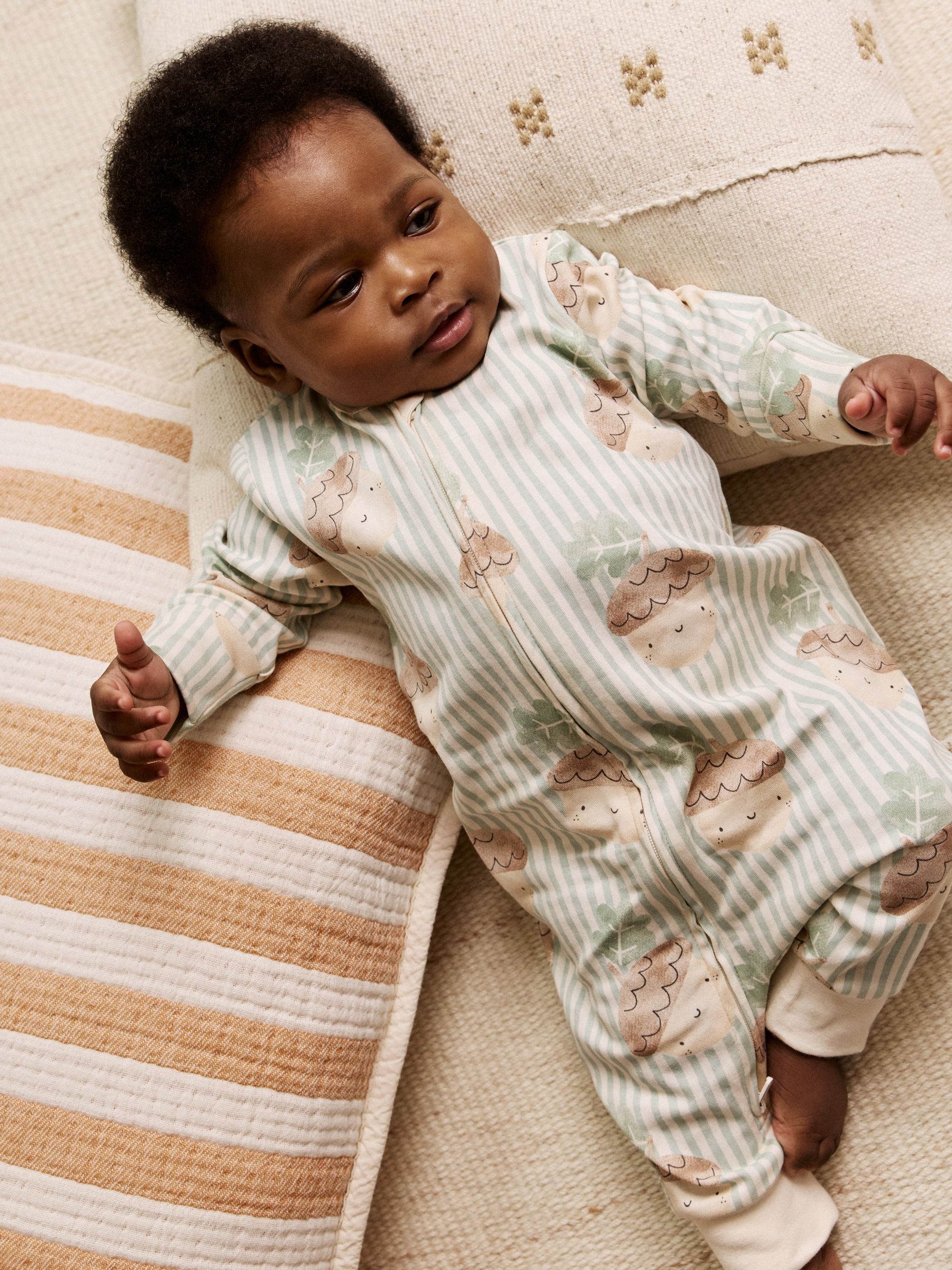 Crème - Verpakking van 3 voetloze babypyjama's met tweewegrits met herfstpompoenen (0mnd -3jr)