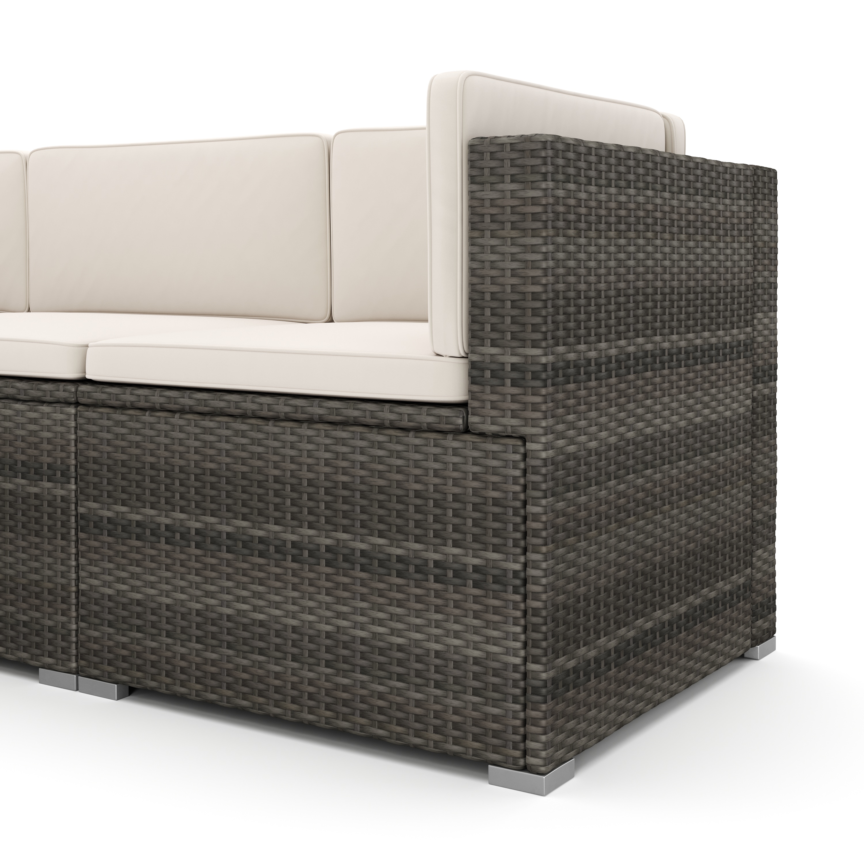Rattanlounge MILOS grau/beige