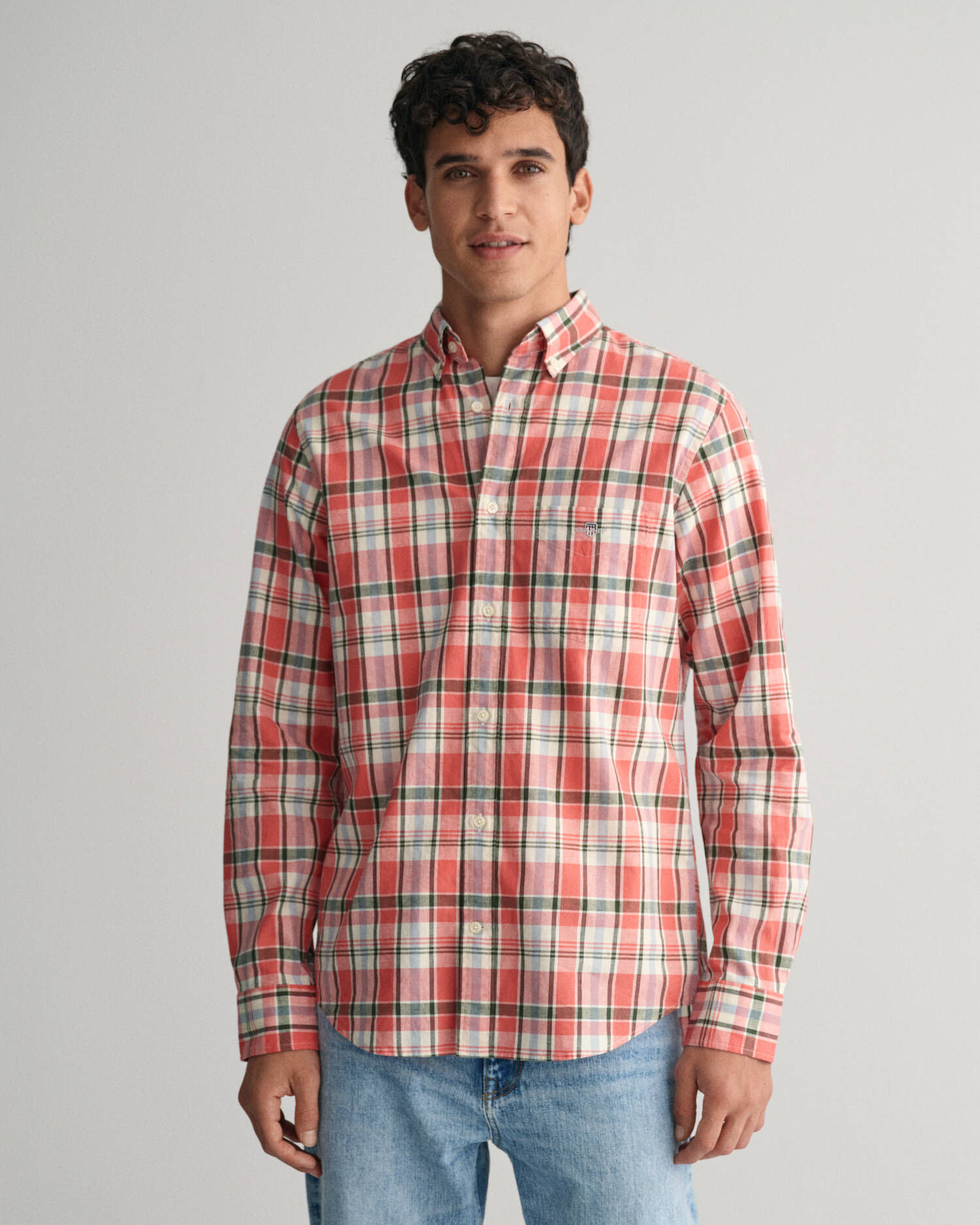 Gant| Herren Hemd mit Leinen REG COTTON LINEN CHECK SHIRT Regular Fit Langarm