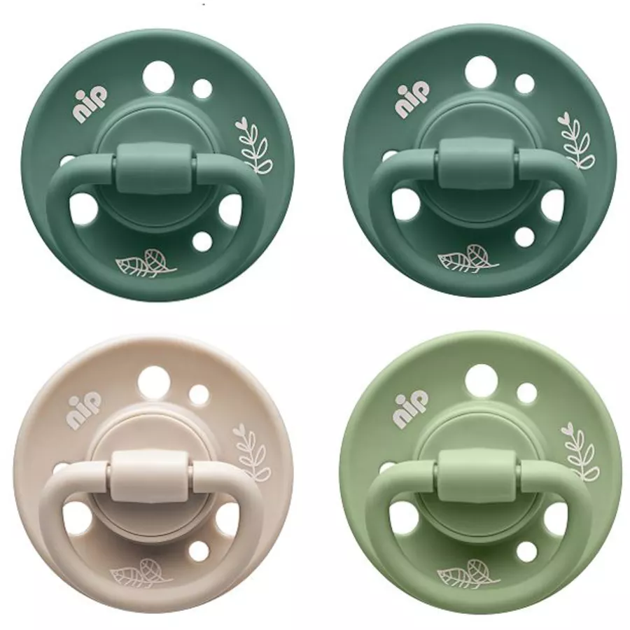 nip® Schnuller Cherry Green Boy, Größe 2 (ab 6 Monate) Latex, Hellgrün  Grün  Grün  Beige