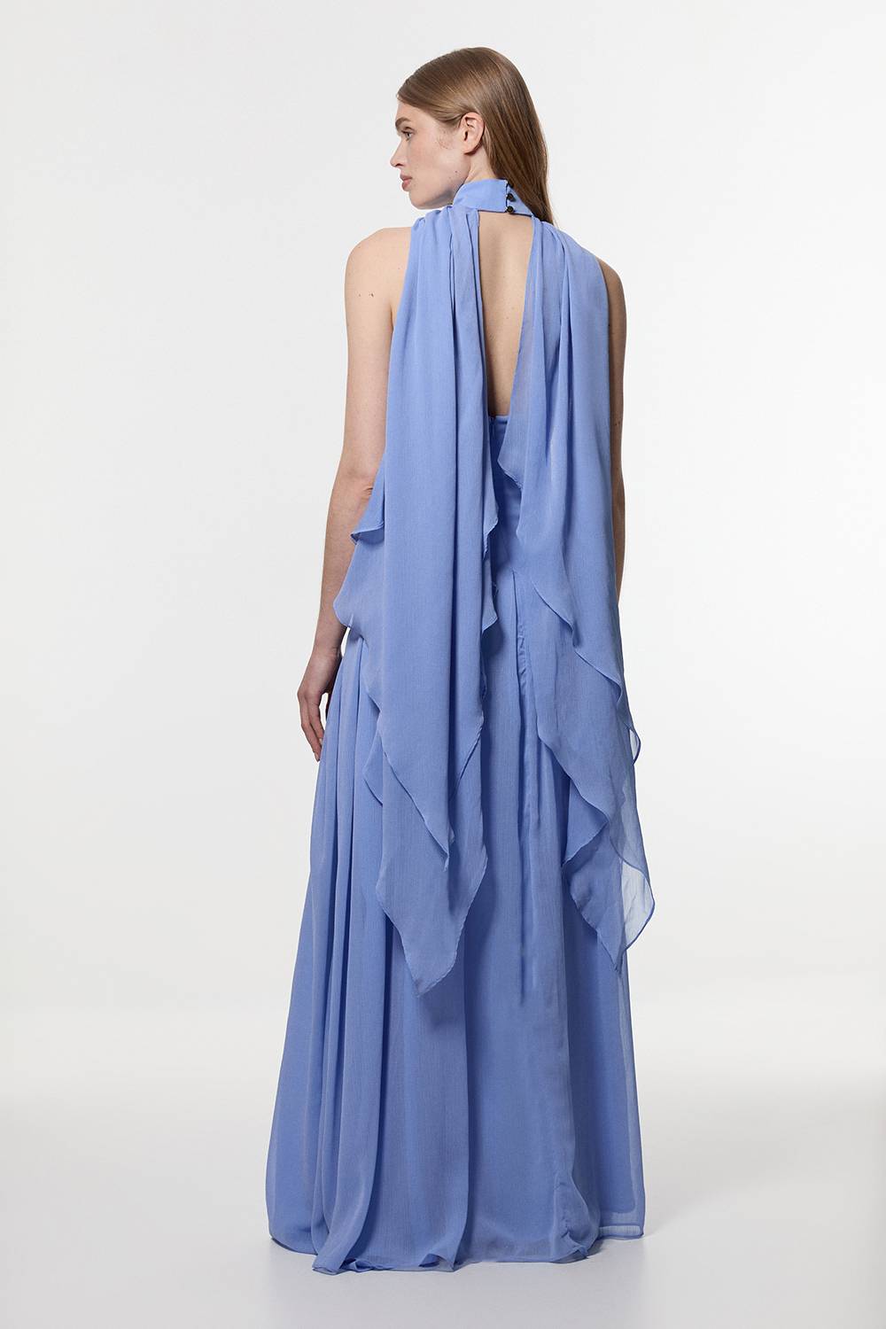 KarenMillen Robe Maxi En Georgette Gaufrée Tissée Avec Croisé Devant Petite Taille