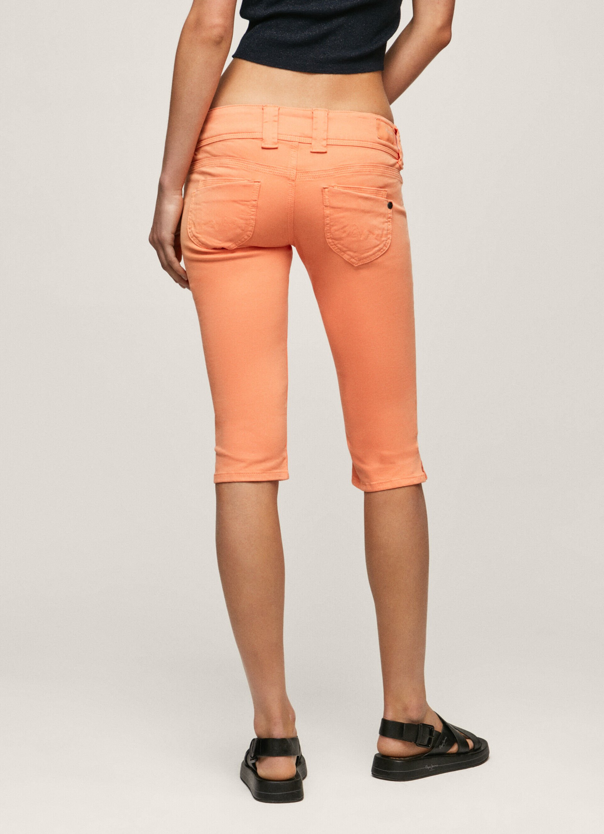 Shorts jeans cropped - pêssego e laranja