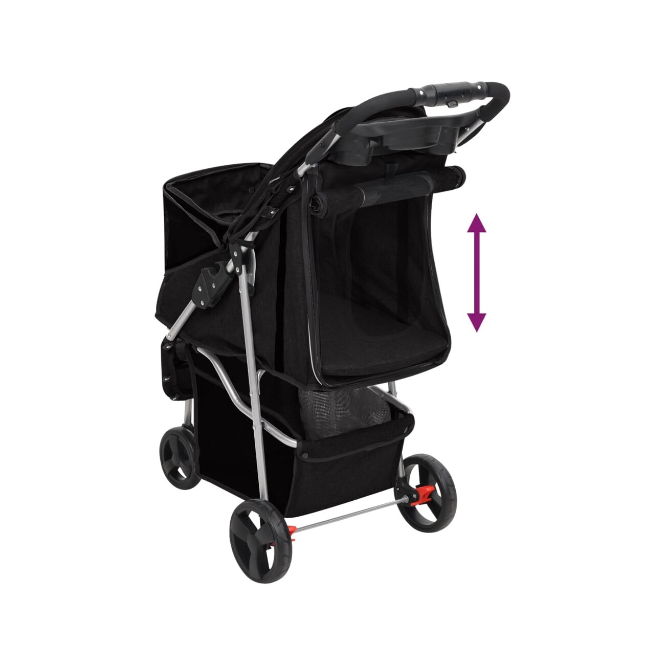 VidaXL Hundewagen 80x46x98cm (L x B x H) schwarz