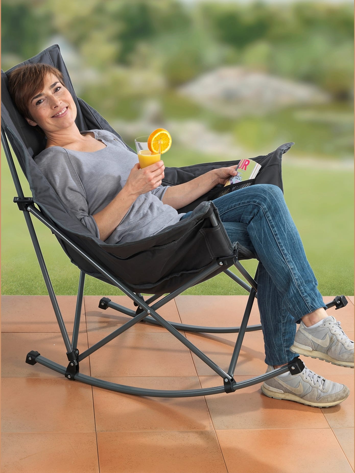 Fauteuil à bascule pliable avec fonction balançoire