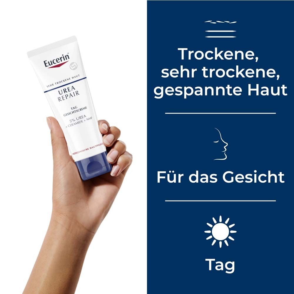 Eucerin® UreaRepair Tag Gesichtscreme – Intensive Feuchtigkeitspflege für trockene bis sehr trockene Haut - Jetzt 3€ sparen mit Code 