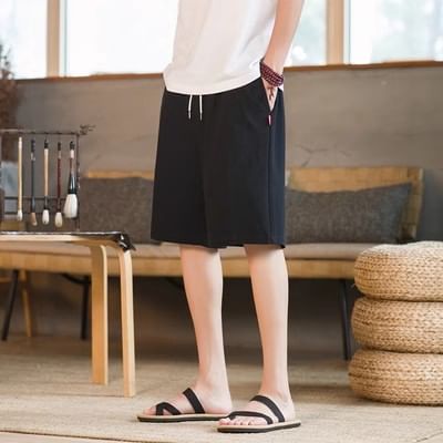 Aozora - Effen shorts met trekkoordtaille