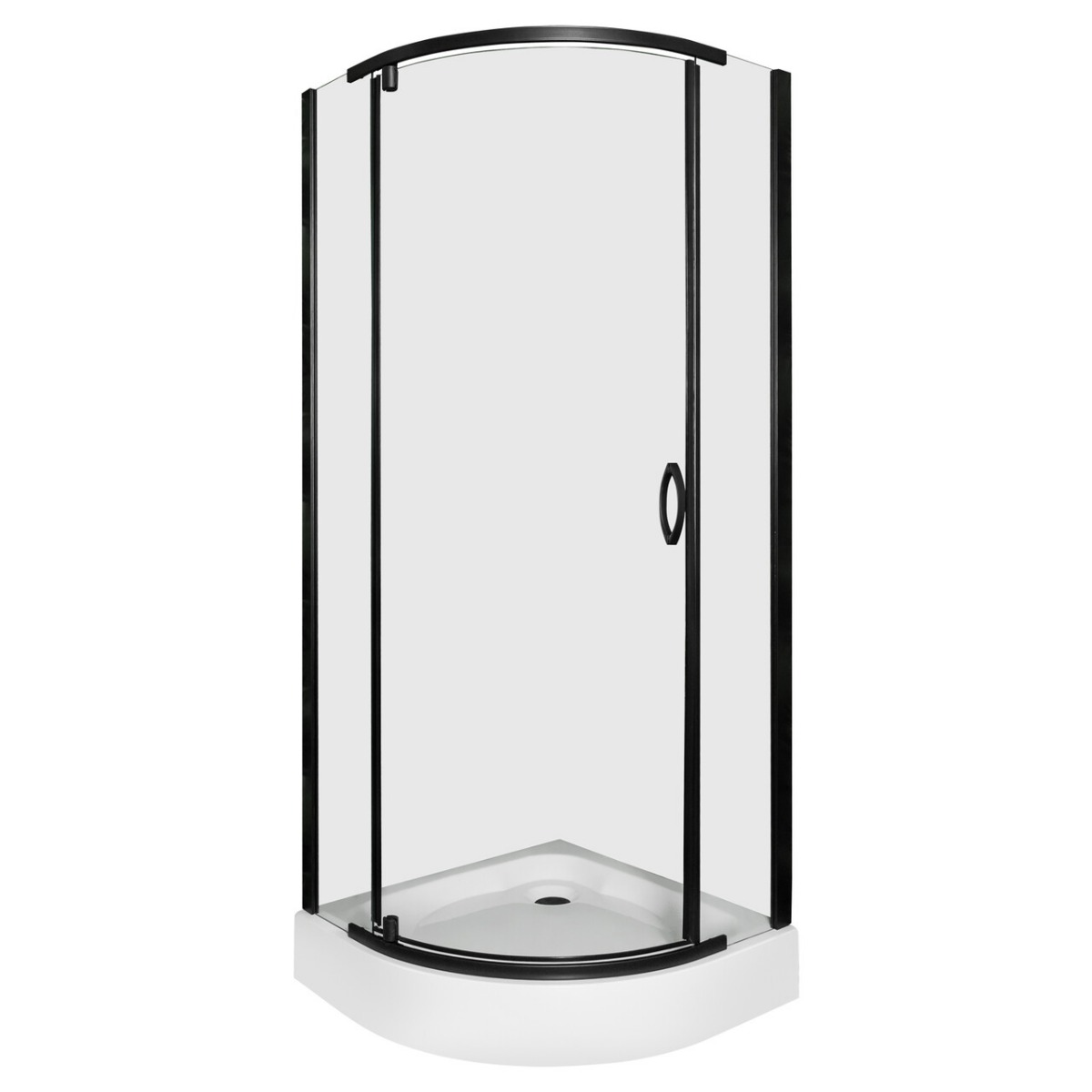 Kerra Splash douchecabine 79x79cm kwartrond inclusief douchebak zwart mat