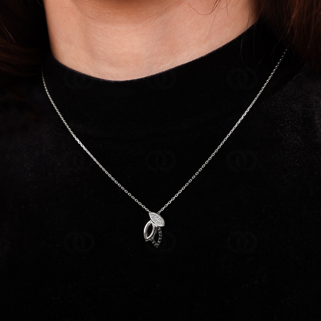 Collier 925 Silber rhodiniert mit Zirkonia schwarz / weiss 43cm