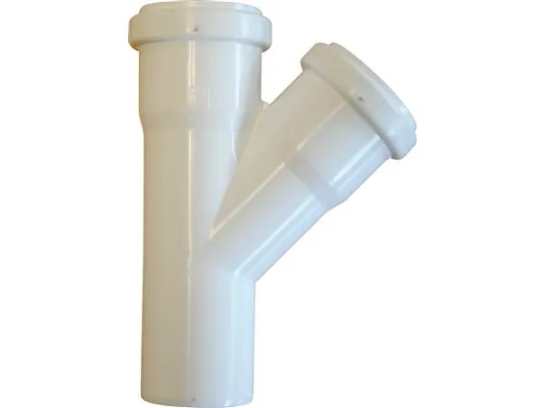 HTP grenrør 45 grader 50-50 mm med 2 muffer hvid