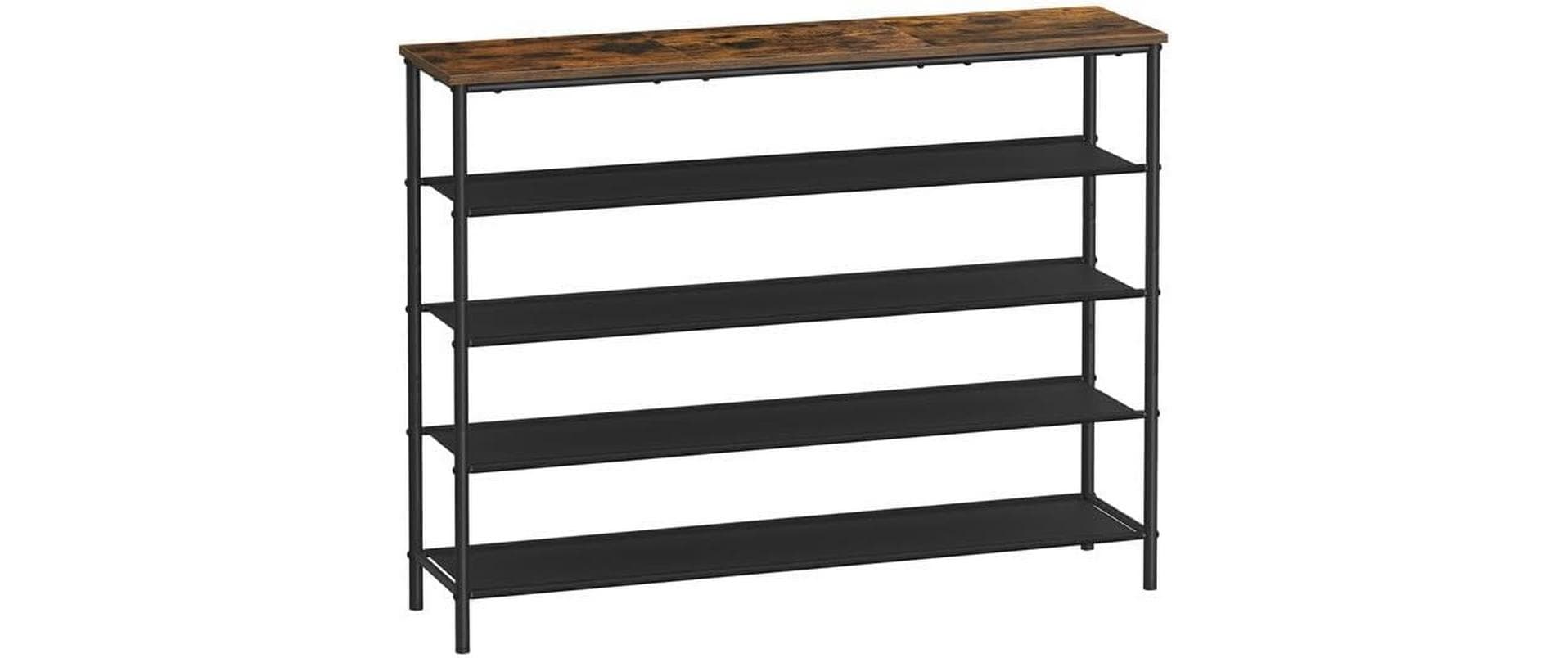 Schuhgestell 29 x 120 cm, Braun/SchwarzSchuhregal mit 4 Ablagen aus Polyestergewebe